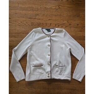 Vtg Lauren Ralph Lauren Womens Ivory Knit Button Cardigan Sweater Size Large